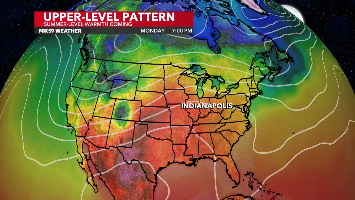 Strong warming on track for this weekend and beyond. Multi-day stretch of 80-degree warmth could produce the warmest afternoon(s) of the year into early next week #INwx