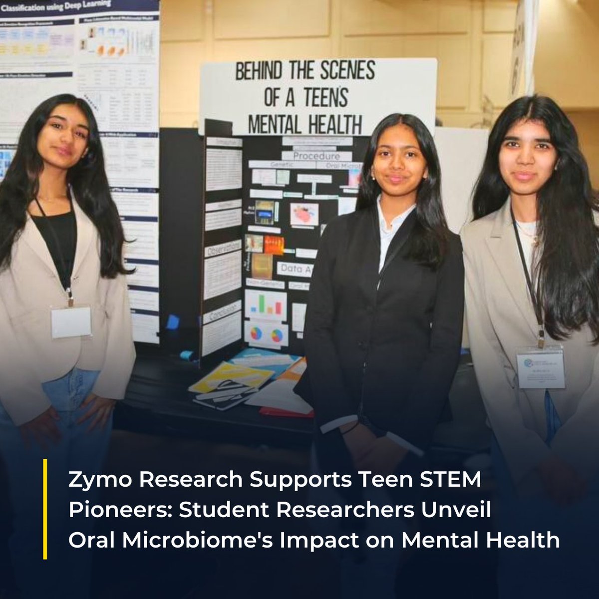 We're proud to support these young pioneers dedicated to unraveling critical issues affecting their peers. They explored how oral health, genes, and lifestyle affect mental well-being in 31 teens. Explore the microbiome technologies used in their study: zymoresearch.com/pages/microbio…