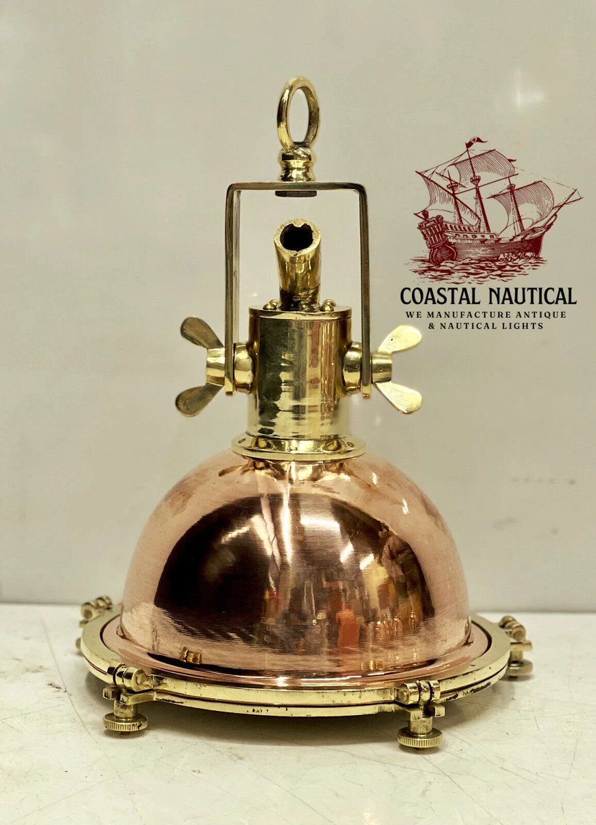 Excited to share the latest addition to my #etsy shop: Nautical Marine New Brass and Copper Hanging Cargo Small Pendant Light with Hook Lot Of 2 etsy.me/4aBzYKZ #gold #copper #bedroom #midcentury #glass #yes #clear #downrod #nauticalshiplight