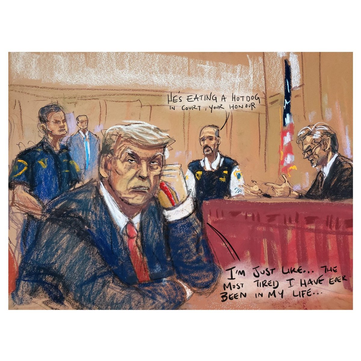 Dug_McFarlane's tweet image. You guys seen the latest Trump courtroom drawings? Pretty wild stuff. 
#ithinkyoushouldleave