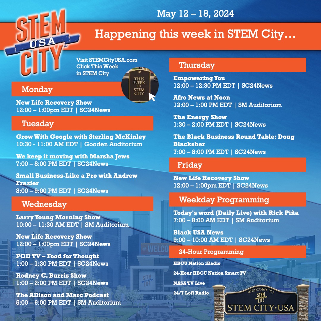 STEM City USA: May 12-18, 2024

stemcityusa.com

>>bmorenews.com/stem-city-usa-…