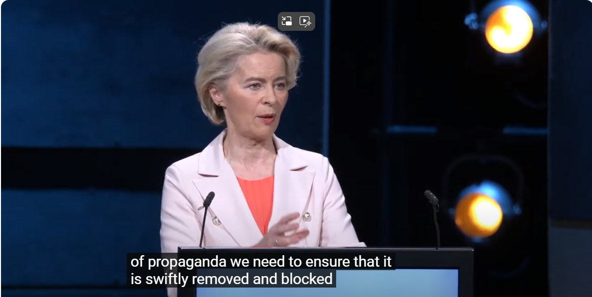 1/ It says a lot about the state of free speech in Europe that @vonderleyen uses a Democracy Summit to propose an EU policy of online censorship at scale. The future of free speech will rely on decentralization and maybe even online civil disobedience. youtube.com/live/nd8TqAur-…