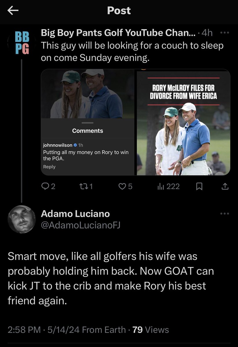 This Adamo guy is either cray cray or trying to take my title of “Numero Uno Golf Troll on X.” His tweet made me laugh and cringe simultaneously which I’m pretty sure is bad for your health.