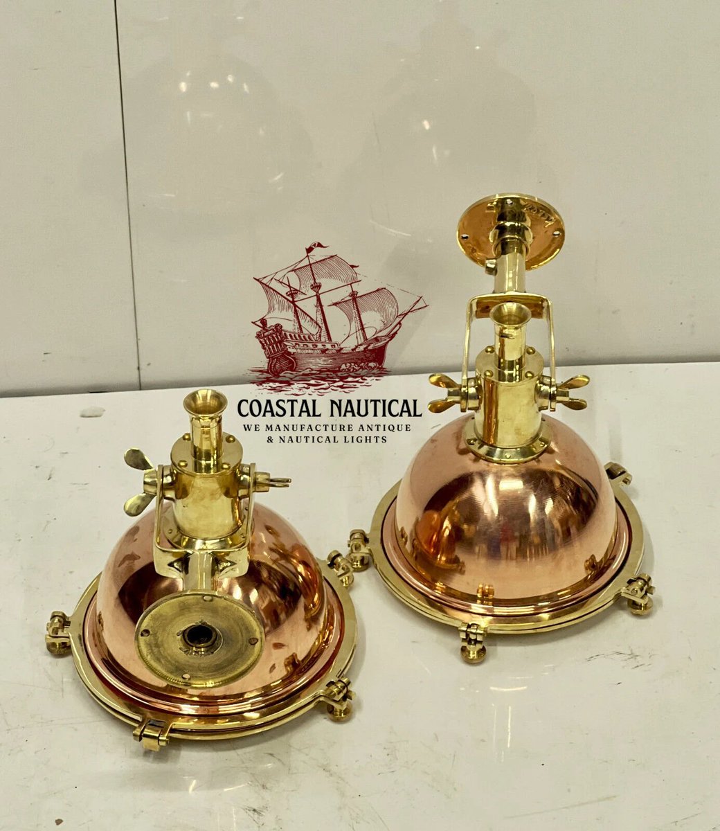 Excited to share the latest addition to my #etsy shop: Home Decoration Marine Brass & Copper Hanging/Chandelier Ceiling Light Lot Of 2 etsy.me/3V2OXJj #gold #copper #bedroom #coastaltropical #glass #yes #clear #downrod #bigshipsalvage