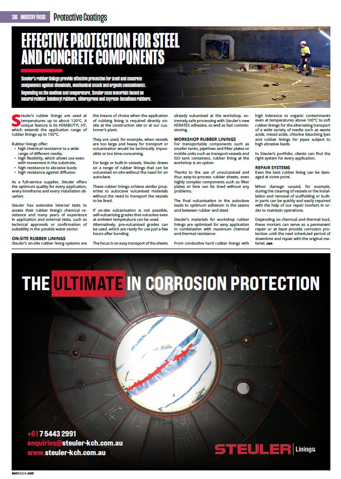 Read article: ow.ly/VahV50Rupn8
Steuler KCH Australia | Effective protection for steel and concrete components

#australianminingreview #mining #miningnews