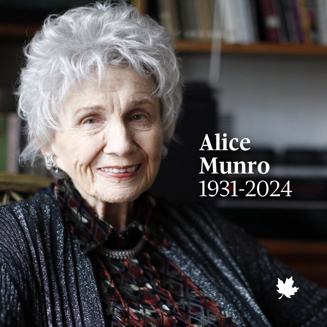 #AliceMunro 1931 - 2024.

Chronicler of life in small town #Canada admired around the world.

The only Canadian to win the Nobel Prize for literature. 

#RIP