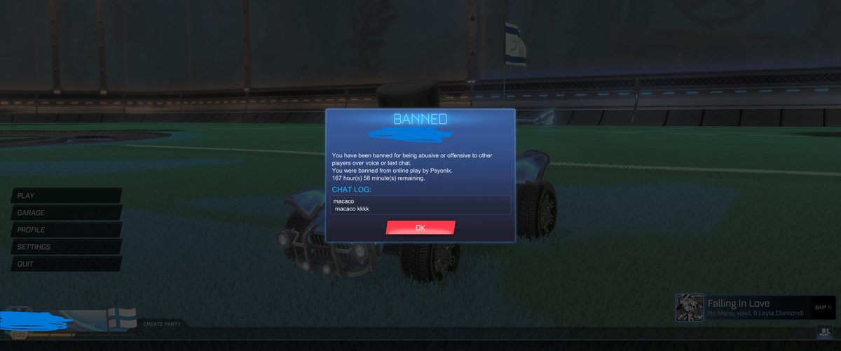 I got banned from Brazilian Rocket League