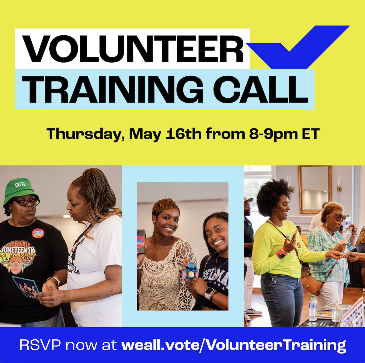 We want you to register voters with us this summer — and we want to teach you EXACTLY how to do it! 🗳️☀️ Join us this Thursday, May 16th at 8pm ET, to learn how YOU can make a big impact in your community by volunteering with When We All Vote. RSVP now: weall.vote/VolunteerTrain…