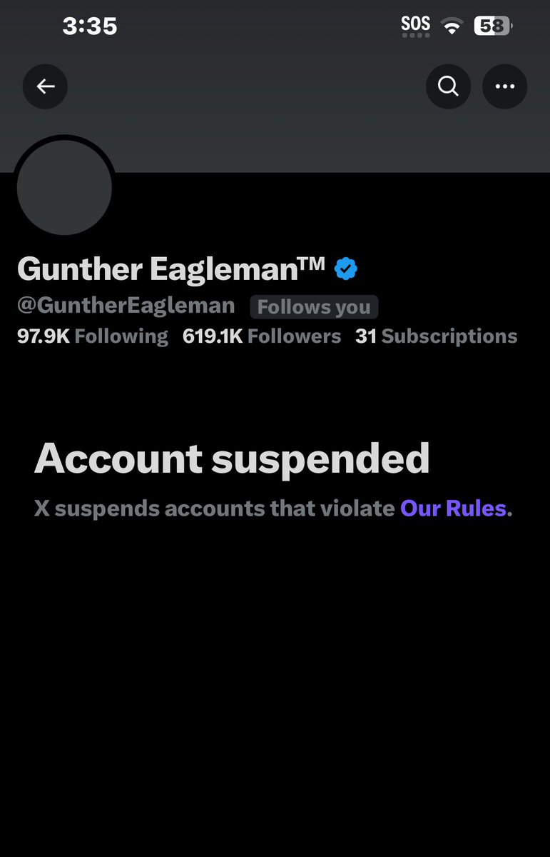 WTF 🤬 They took down @GuntherEagleman This needs to stop,Share this tweet 💯🔥 They took down G’s account 💯🔥