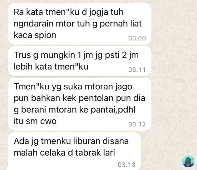 Aku sama temenku hari ini mau liburan ke jogja tujuan utamanya ke pantai parangtritis, trs tadi temenku malah chat gini, ya gapapa si jadi hati2, tp bikin kami gajadi ke pantai hiks, yg orang Jogja ini bener ga ya? 🥲 💚