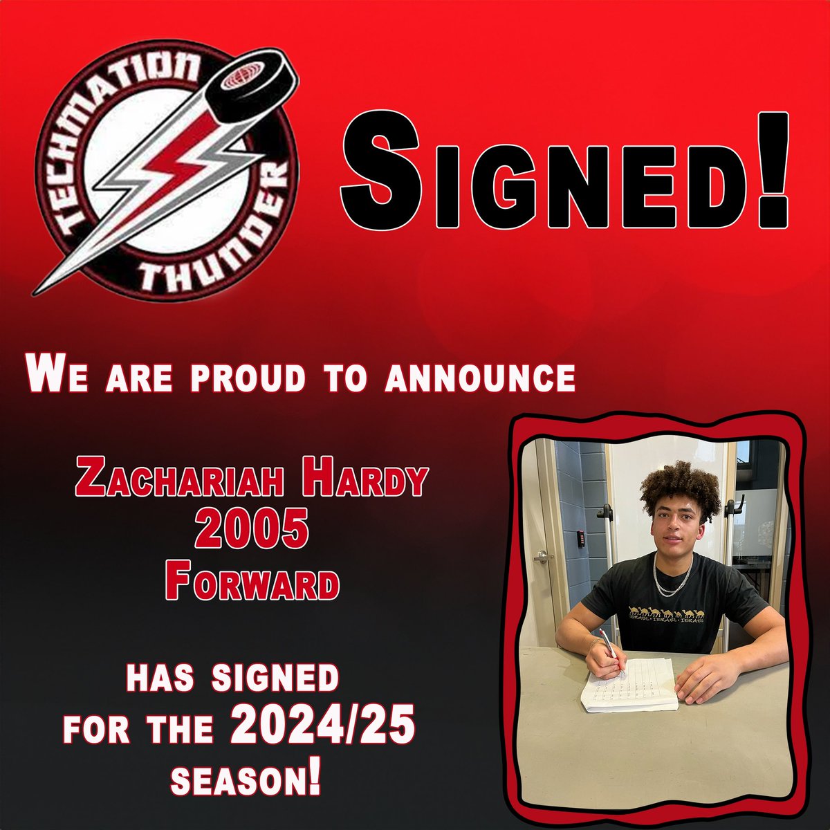 Welcome to the Thunder family, Zach! We are so excited to have you! #airdriethunder 🌩️🏒