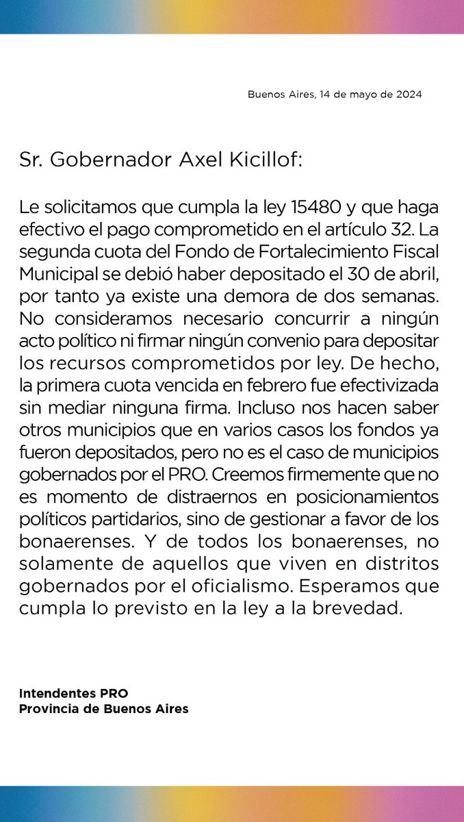 soledadmartinez's tweet image. Los intendentes del PRO esperamos que @Kicillofok cumpla con la ley y el Fondo de Fortalecimiento Fiscal Municipal.