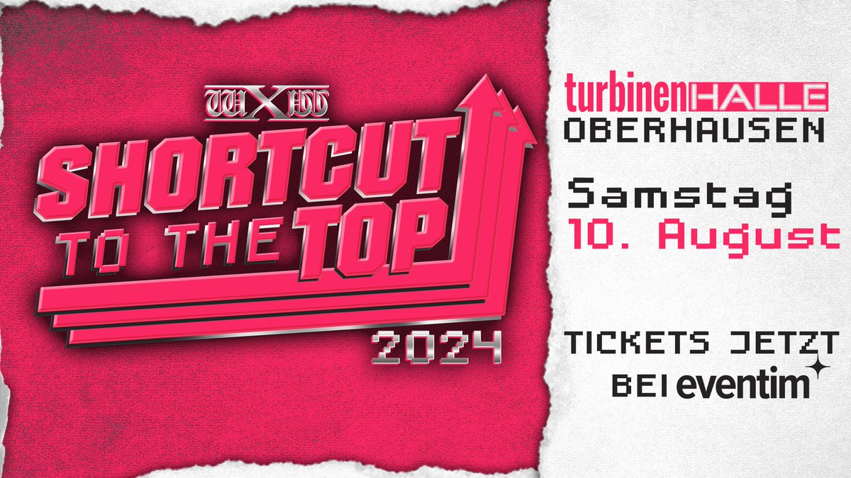 Tickets für wXw Shortcut to the Top 2024 jetzt bei Eventim erhältlich! Wer nimmt die Abkürzung nach oben? wXw Shortcut to the Top 2024 Samstag, 10. August Turbinenhalle 2, Oberhausen Ticketshop und Info für #wXwSttT unter events.wXw-Wrestling.com