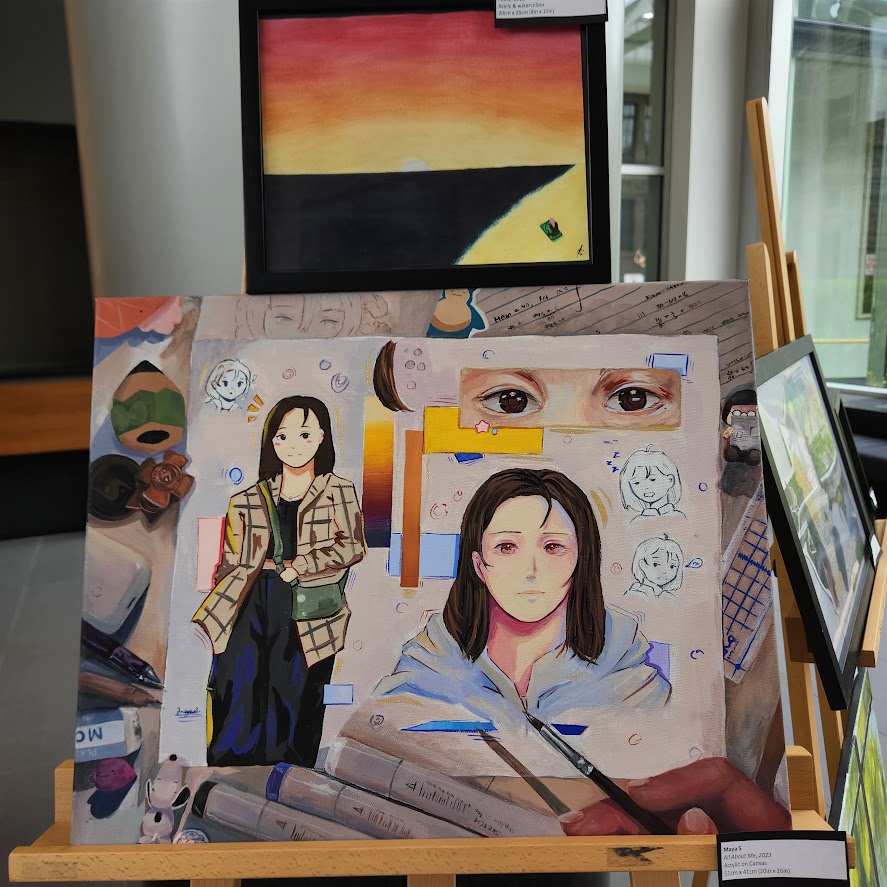 Check out some of the art currently on display at the Ed Centre created by the talented students at John G. Diefenbaker High School! #WeAreCBE