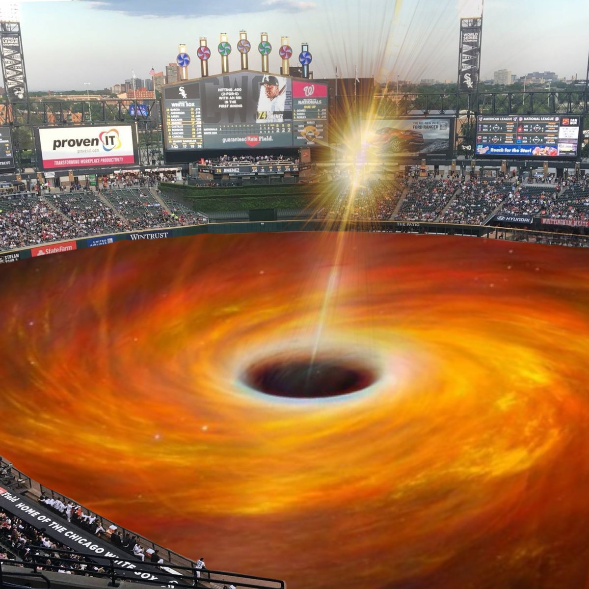 Guaranteed rate field with a black hole forming instead of the baseball field