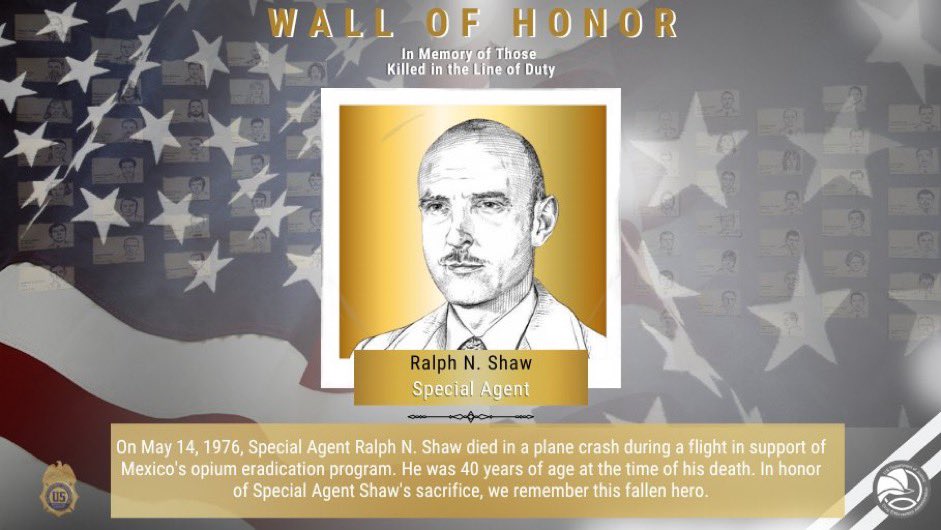 Today, we remember #DEA #SpecialAgent Ralph N. Shaw, who lost his life #inthelineofduty on May 14, 1976. #NeverForget #WallofHonor #weremember #NewJersey #InMemory #DEAWallofHonor #ultimatesacrifice #Sacrifice #DEANewJersey