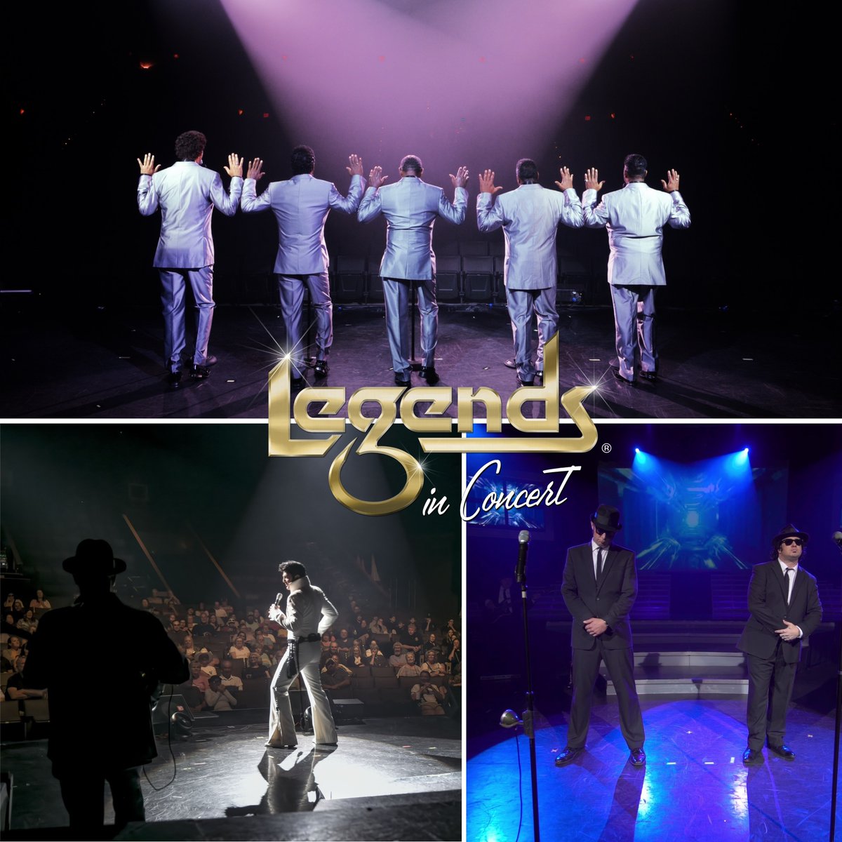 Show time is 8pm TONIGHT featuring tributes to The Temptations, Elvis, and The Blues Brothers™! #legendsinconcert #bransonmo #bransonmissouri @LegendsConcert
