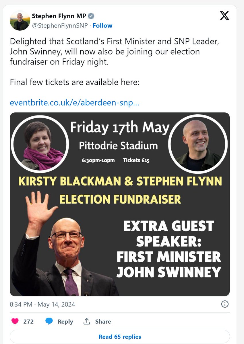 So between them they are pulling in over £300K per year and they are going to fleece their supporters for £15 a head to listen to Scotland's answer to Mark Drakeford? They have no shame.