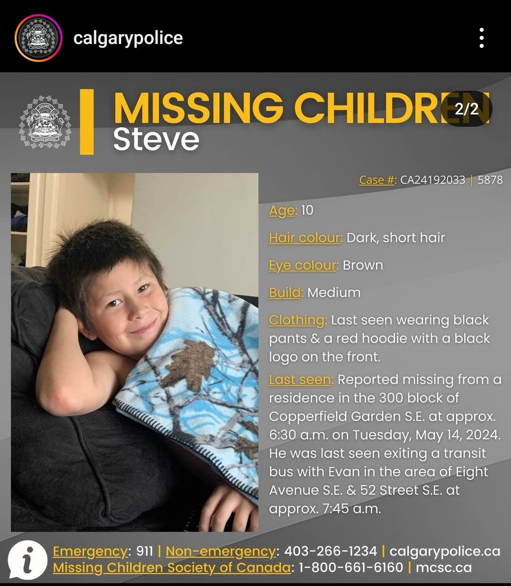MISSING 10 & 5 YO BOYS IN SE CALGARY!! Eff the bloody threshold for amber alerts, this HELLA should be one!!!
I hope they are found!!
#yyc #missingchildren
