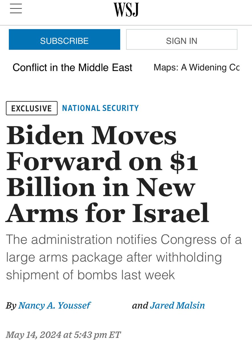 #BREAKING: Joe Biden is sending MORE than $1 billion in new weapons to Israel. Don’t believe the rhetoric - US policy HAS NOT CHANGED!