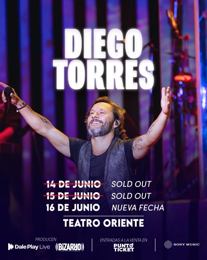 ¡Nueva fecha! 🇨🇱 Domingo 16 de junio ✴︎ Teatro Oriente Para disfrutar de una noche llena de música en la voz de @diegotorresmusica 🎫 Entradas disponibles en puntoticket.com