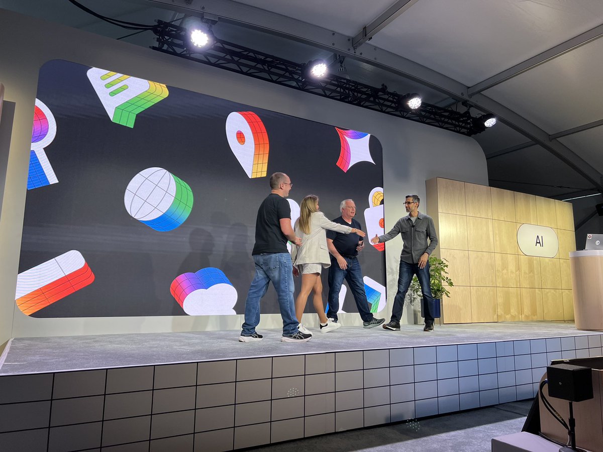 Juliana Chyzhova 🇺🇦 (@julianachyzhova) on Twitter photo POV: you’re sitting in a front row at the What’s new in Google AI talk by <a href="/random_forests/">Josh Gordon</a> <a href="/jocarrasqueira/">Joana Carrasqueira</a> <a href="/lmoroney/">Laurence Moroney 🇮🇪 🏴</a>, then unexpectedly <a href="/sundarpichai/">Sundar Pichai</a> walks in 👀 #GoogleIO2024 POV: you’re sitting in a front row at the What’s new in Google AI talk by <a href="/random_forests/">Josh Gordon</a> <a href="/jocarrasqueira/">Joana Carrasqueira</a> <a href="/lmoroney/">Laurence Moroney 🇮🇪 🏴</a>, then unexpectedly <a href="/sundarpichai/">Sundar Pichai</a> walks in 👀 #GoogleIO2024