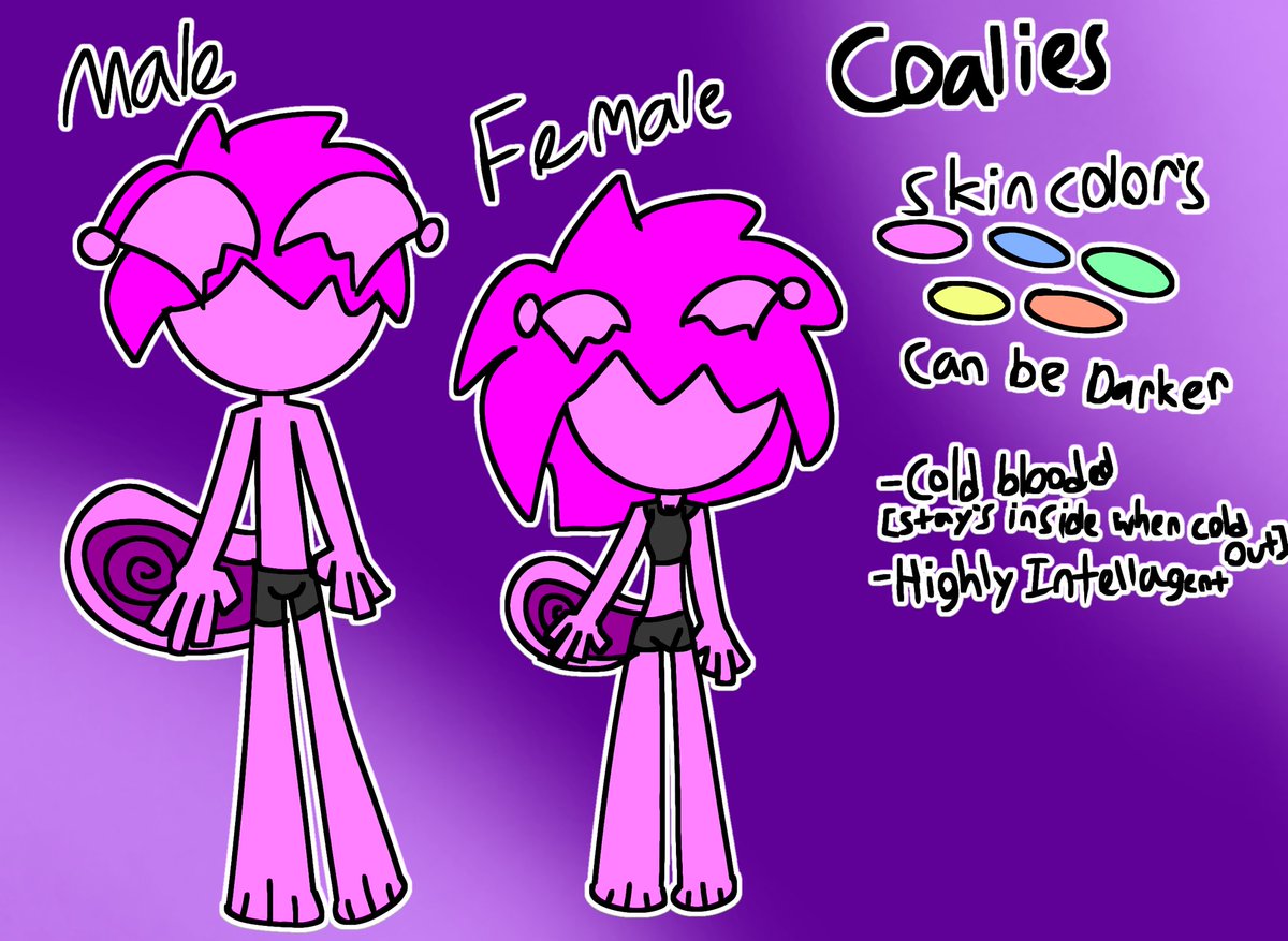 ProjectStarLine's tweet image. Last thing for the day Coalies are a Humanoid species that are actually from the planets that the human race moved to after Earth over heating Their more intelligent than Humans but needs to use heating inside houses to stay warm due to cold blooded, often sleeping in when cold