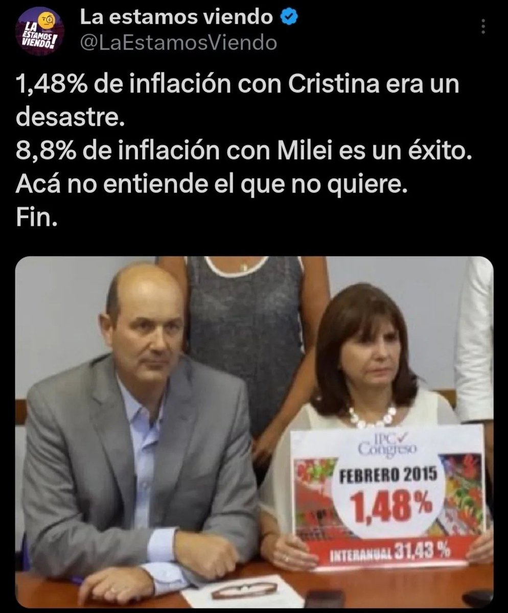 Como diria el pelotudo de @madorni , FIN.
#inflación #argentina #CFK #Peronismo #recesion #NoALasPrivatizaciones #NoAlAjuste #NoALaLeyOmnibus #NoalaleyBases #MileiEstafador #Milei #MileiVendePatria #LaPatriaNoSeVende #martes
