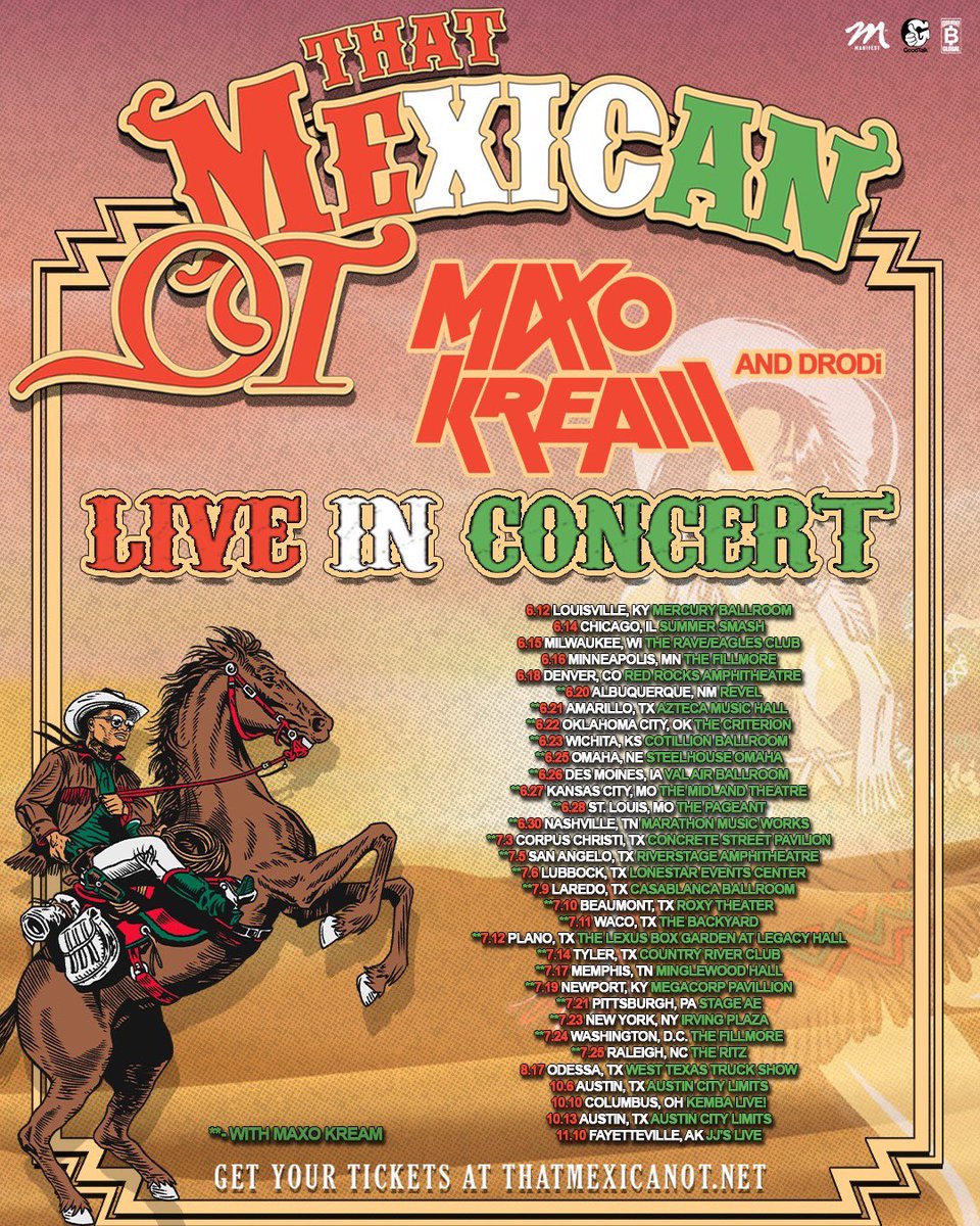 Earlier today, @ThatMexicanOT_ announced his 2024 Summer Tour with Maxo Kream! Get your tickets this Friday here 🎟️🔥

go.axs.com/lZGG50RGm5i