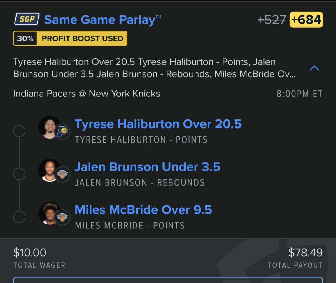 MathTeachBets's tweet image. Three props.  Brunson is under in 6/8. 
Hali is 20+ in 3 in a row. And mcbride gets more mins with OG out. 
Let's crush it.