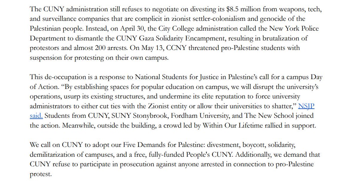 🚨BREAKING🚨 We have just taken the CUNY Graduate Center and renamed our library 'The Al Aqsa University Library.' We are highlighting CUNY's complicity in scholasticide and the Zionist entity's systematic destruction of every single university in Gaza.