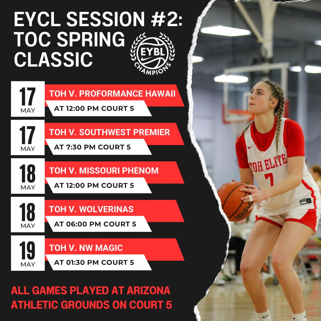 Tree of Hope 17U Elite EYCL’s schedule for Session 2 in Phoenix, AZ.

Excited to compete this weekend!