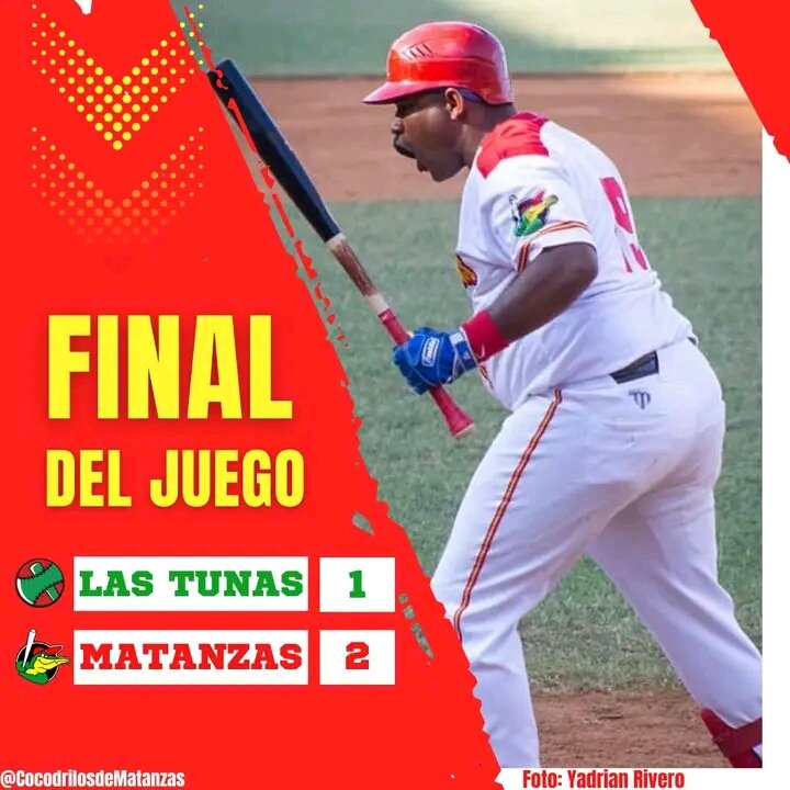 Hit de Duque en el noveno deja al campo a Las Tunas. Gran victoria 2x1 de los Cocodrilos. #MatancerosEnVictoria