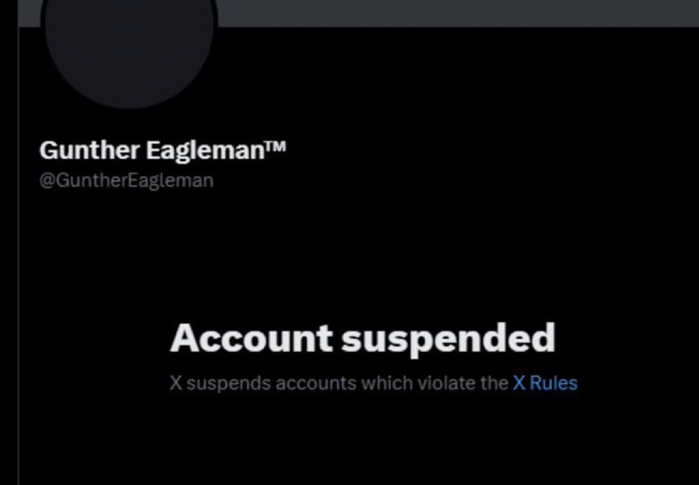 🔥🚨BREAKING NEWS: Prolific Conservative “Gunther Eagleman” has been suspended without a notification or email. Hopefully Elon Musk and the X team can look into this immediately so he can return today.