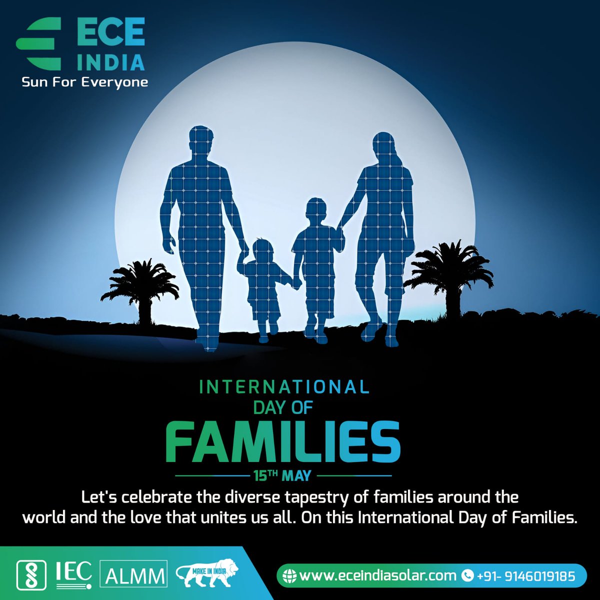 On this international day of families let's celebrate the diverse tapestry of families around the world and the love that unites us all.

#eceindia #eceindiaenergy #sunforeveryone #families #solarpanel #renewableenergy #InternationalDayofFamilies #makeinindia