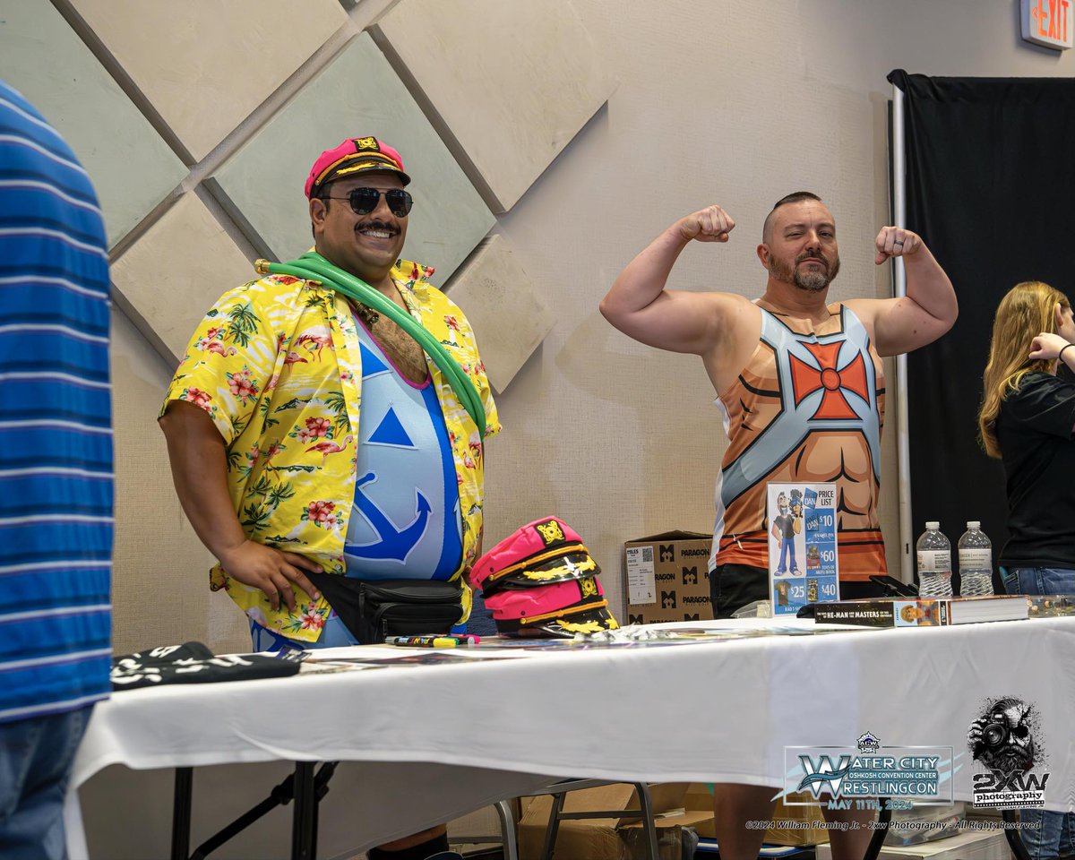 The most studly table at @ACW_Wisconsin Water City Wrestling Con 📸: @2xwphotography_ring_rust