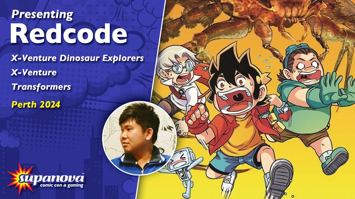 International Supa-Star artist Redcode returns for #Perthnova! When he's not exploring the prehistoric past, Redcode's worked on Transformers and Transformers: Beast Wars comic covers, and his Monster Hunter: Comic and Monster Guide book is out now! supa.fans/Redcode