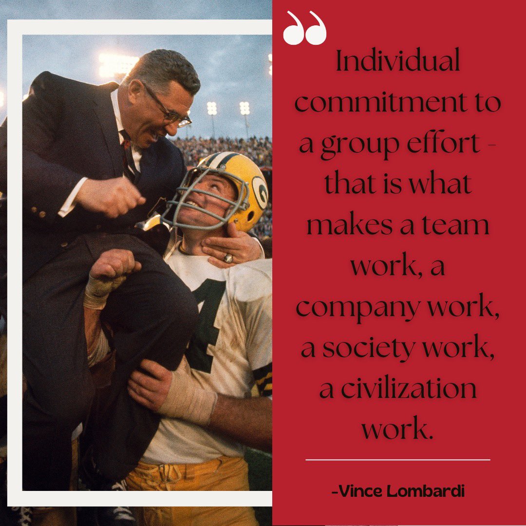Alone we can do so little, together we can do so much. It’s our individual commitment that fuels our collective success💪🌹
#tuesdayquotes #vincelombardi #teamwork