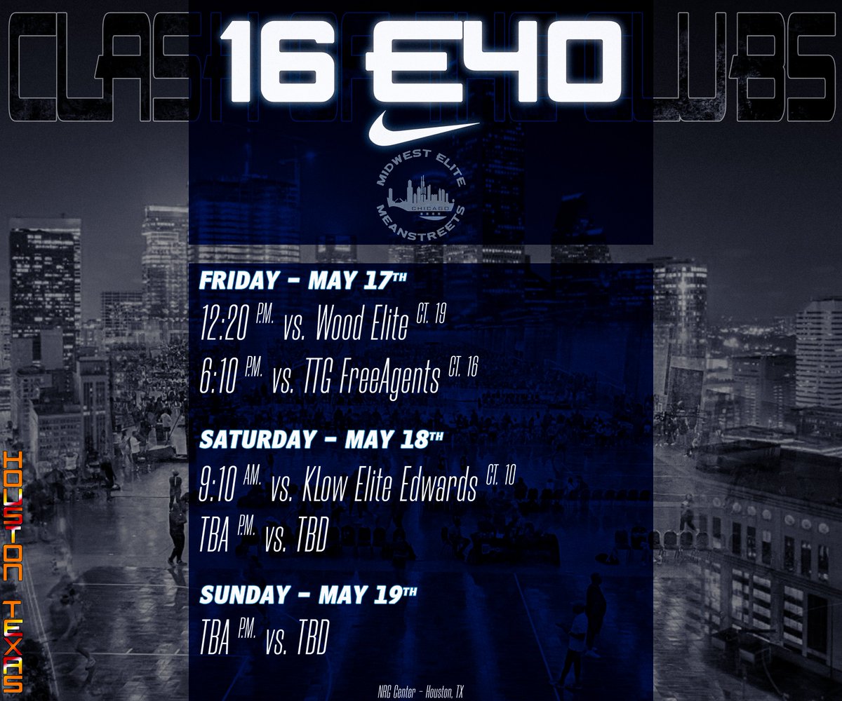 📢May Live Periodthis

Our Ladies are ready to take the floor this weekend. Check out their schedules and add these talented ladies to your recruitment list. 

#MidwestStreetsEYBL 
#EliteStreetsEYBL 
#MidwestMeanElite
#EliteMeanStreets 
#StreetsOfMidwestEYBL 
#EYBLNewEra