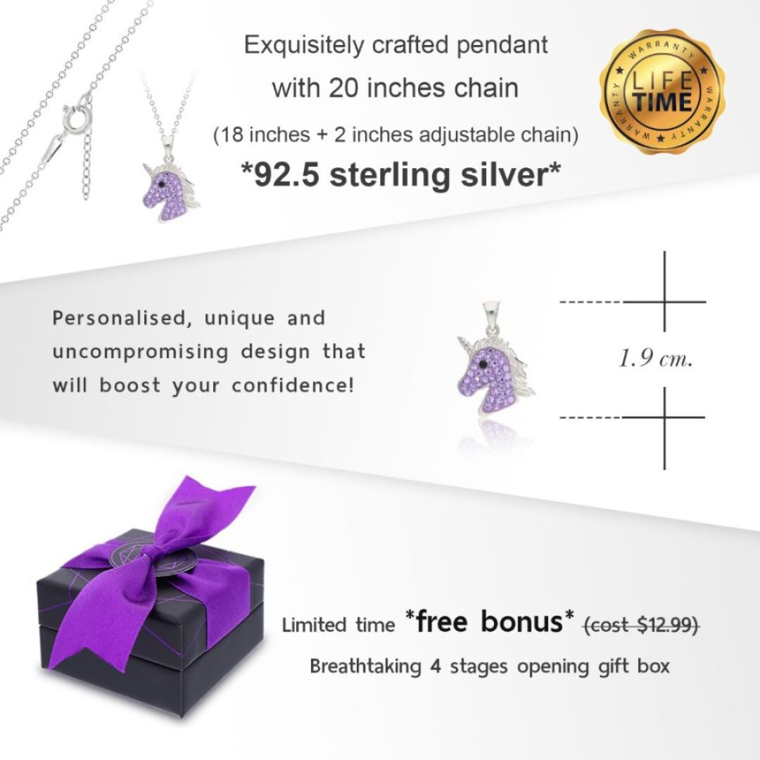 Channel the #magic ✨ and wonder of #unicorns 🦄 with 💜Mythical Purple Crystal Unicorn Pendant with Chain Necklace💜.

This pendant will add a unique touch of personality to your look. 😍

📌Enjoy 4% off now‼️

👉buff.ly/4c3zbEz
 
#magicaljewelry #blingbijoux #giftideas