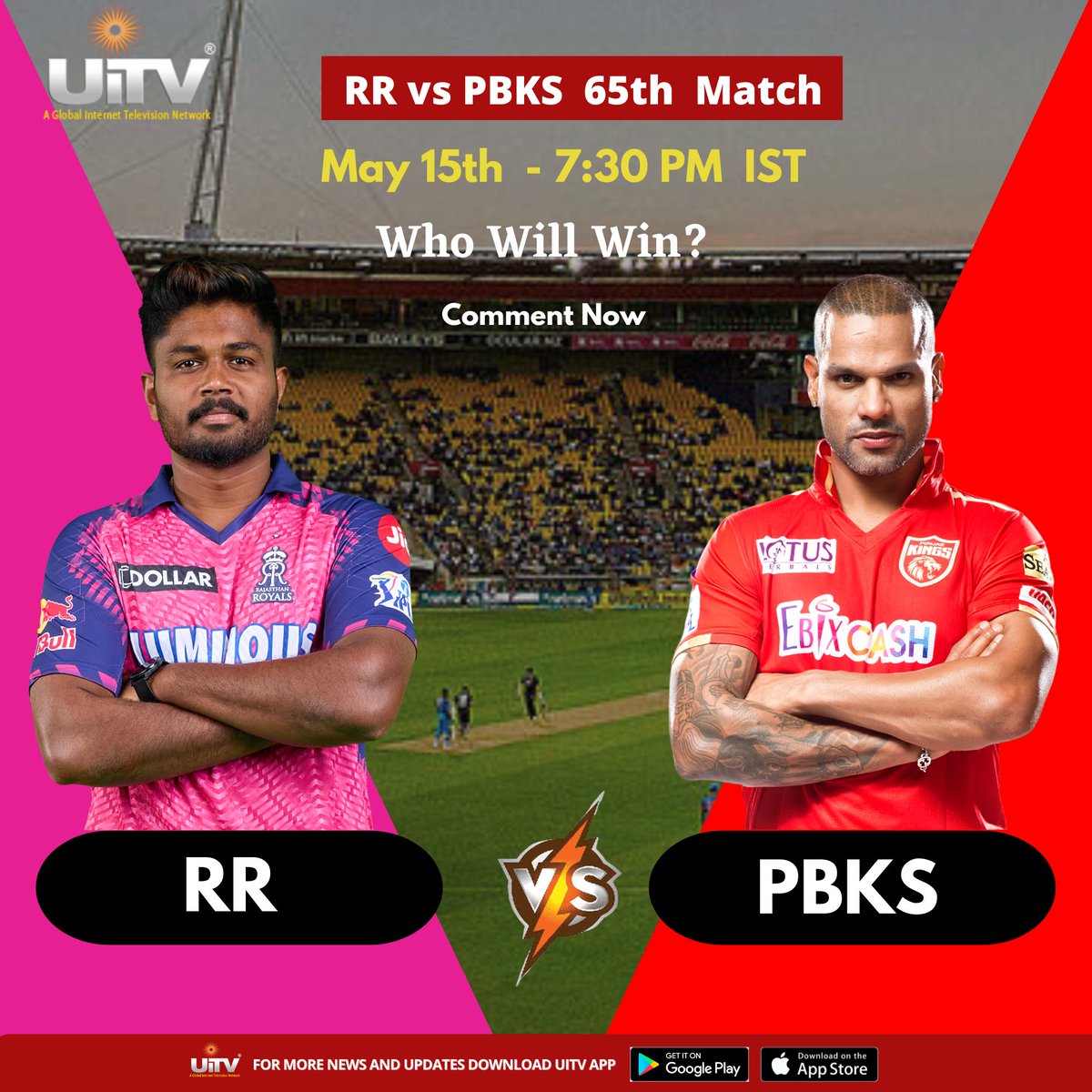 🏏 Excited for the clash of the Titans tonight! 🔥 It's Rajasthan Royals vs Punjab Kings in today's IPL showdown! 🎉 Who's ready to witness some electrifying cricket action? 🙌 🚀 #RRvsPBKS #IPL2024 #CricketFever 🏆🔥