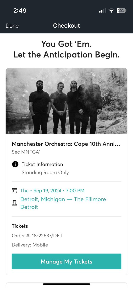 My husband surprised me with one of my favorite bands in the world💜 
#musicheals @ManchesterOrch I’m so excited!! I really need their music through my grieving.