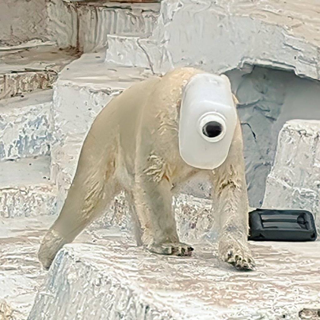 アクセントにブラックのお鼻チラ見せのホワイトコーデのホウちゃん ❣️ 24.5 #ホウちゃん #天王寺動物園