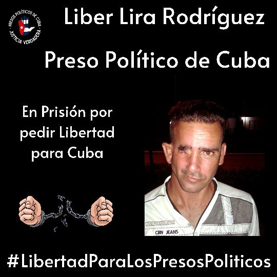 ¡Libertad para Liber Lira Rodríguez! Es inocente. Se encuentra tras las rejas porque #EnCubaHayUnaDictadura. No pararemos de denunciar y pedir su libertad. #Twittazo 🇨🇺🇨🇺
.
.
#PresosDeCastro 
#PresosPoliticosDeCuba
#LibertadParaLosPresosPoliticos