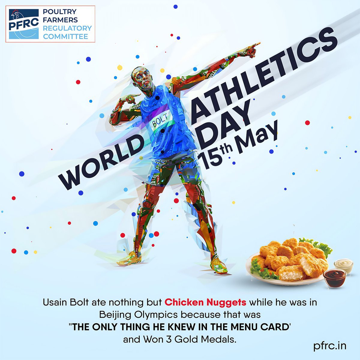 Eating Chicken will give strength for Athletes to play well.

PFRC Wishes you World Athletics Day!!!

#athleticsday #worldathleticsday #healthyliving #athleticsforlife #exercisemotivation #PFRC #PFRCTN