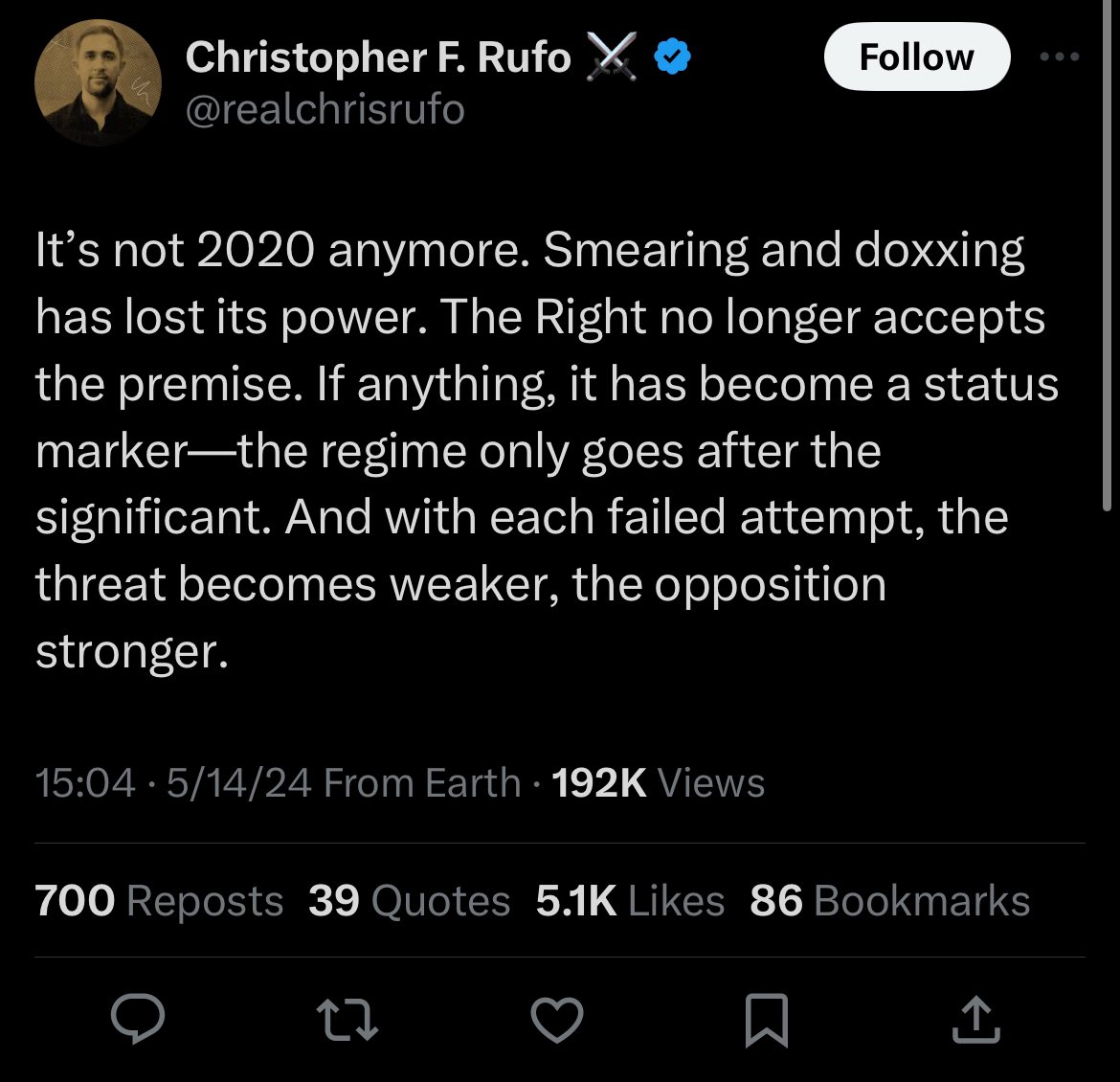 It's funny how Rufo rushes to the defense of a dissident anon, redpilled, no-holds-barred, weight-lifting rape-gang account that got exposed for being run by a Jewish man? Surely there couldn't be any connections here?