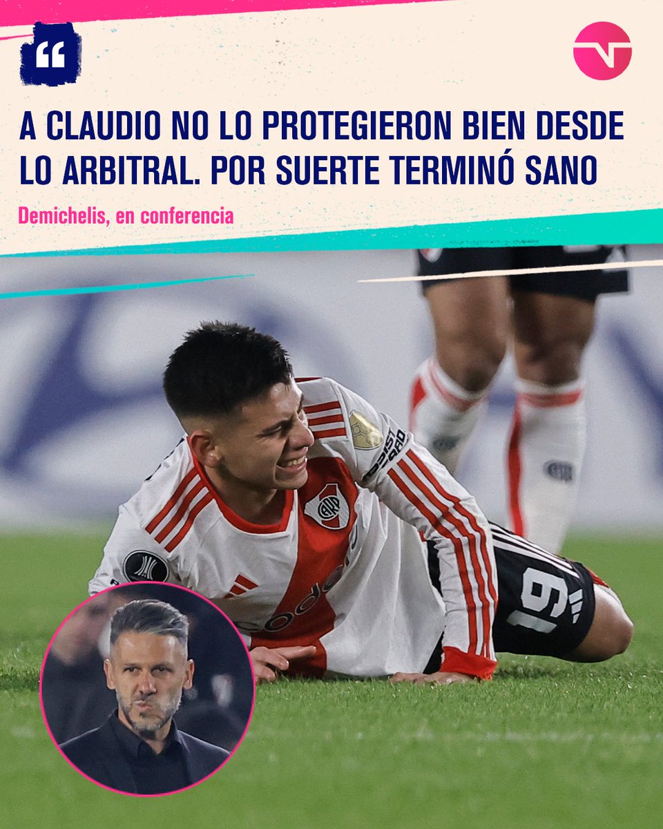 DEMICHELIS SE REFIRIÓ A LAS FALTAS QUE RECIBIÓ EL DIABLITO VS. LIBERTAD 🗣️ 'A Claudio Echeverri se lo castigó mucho hoy. Posiblemente sea el análisis de los rivales porque cuando gira es desequilibrante. Creo que no lo protegieron bien desde lo arbitral. Por suerte terminó…