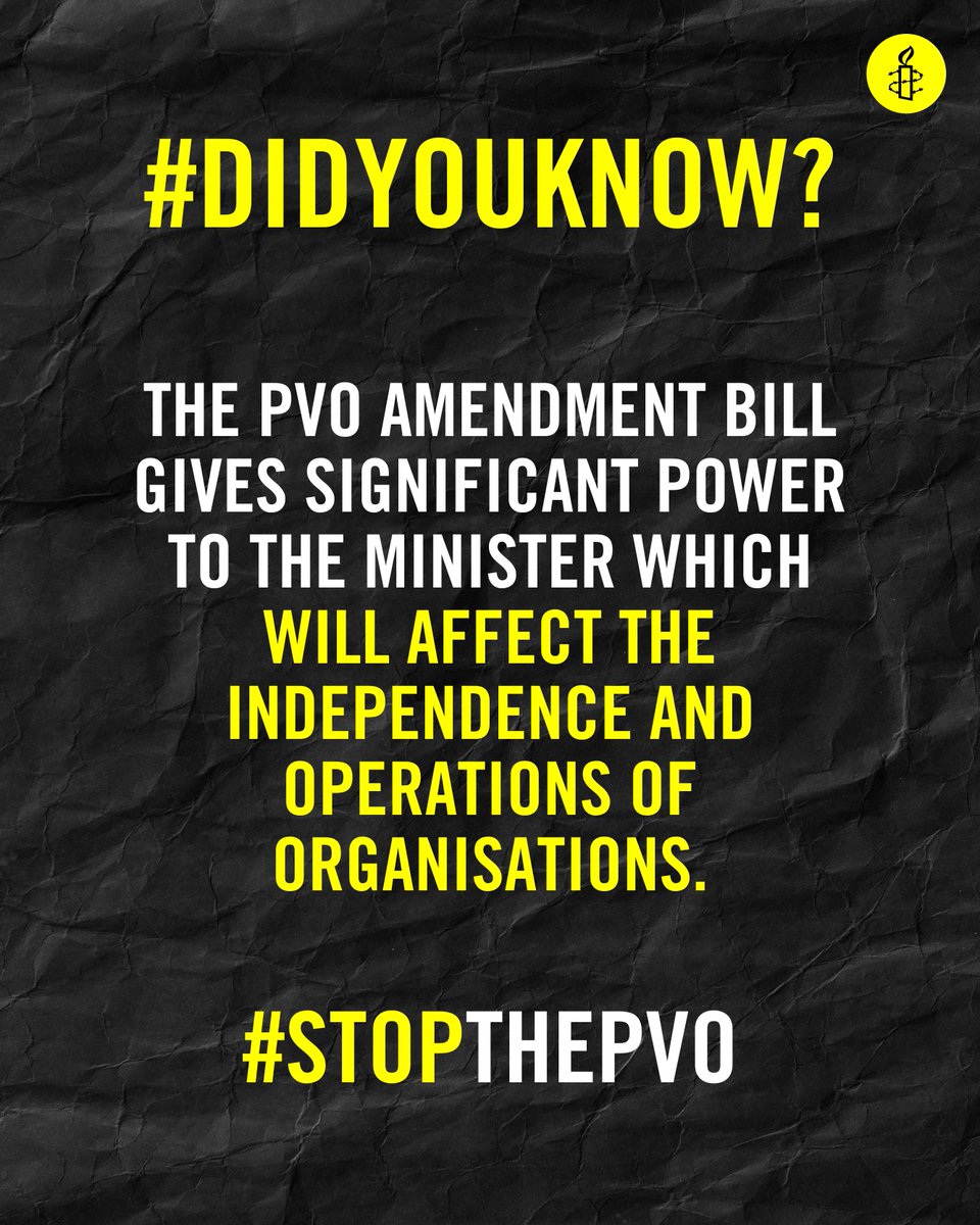 #DidYouKnow? The PVO Amendment Bill gives significant power to the Minister which will affect the independence and operations of organisations. #StopThePVO