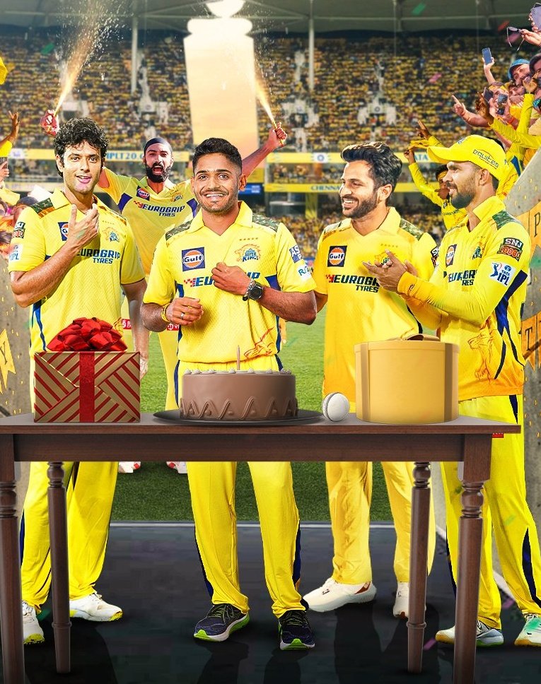 Happiest birthday TUshar despande 💛🎂 thanks for saving mental health of trillions of cskians in absence of our main bowlers ..always greatful 🙏
#lordtushar #YellowArmy