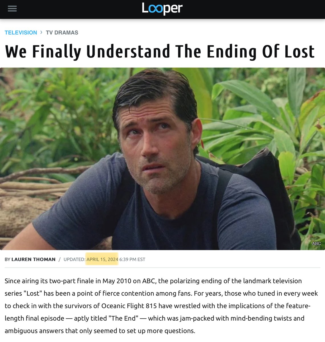 For 14 years, #Looper thought Christian saying 'Everything that’s ever happened to you is real' means 'They were dead the entire time.' 

Until today. 🤦🏻‍♂️Better late than never I suppose. #LOST